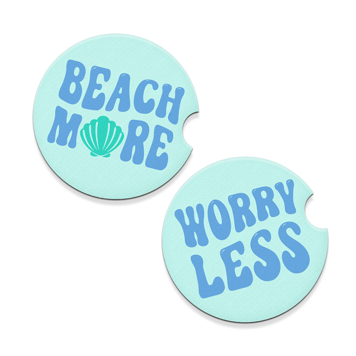 Beach More Worry Less Car Coaster Set