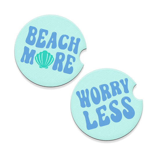 Beach More Worry Less Car Coaster Set