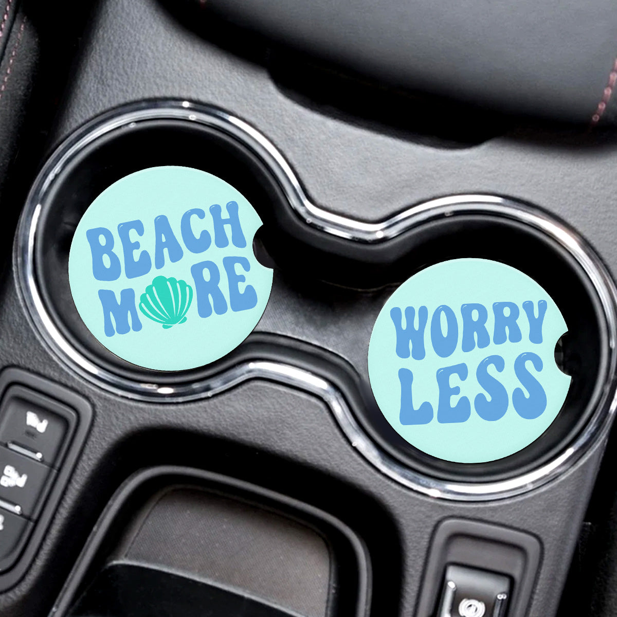 Beach More Worry Less Car Coaster Set