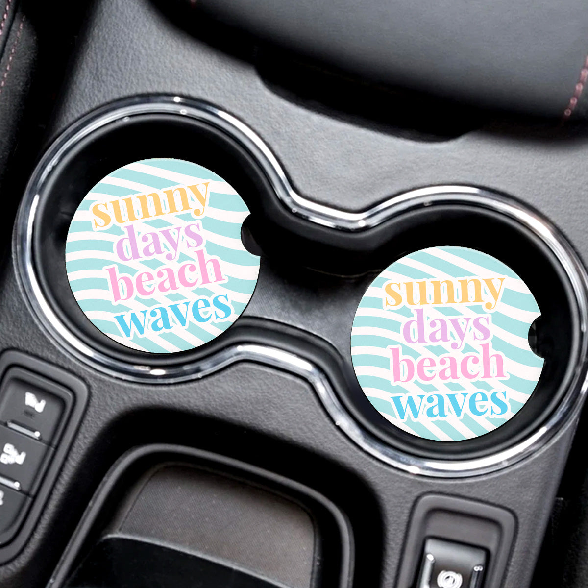 Sunny Days Beach Waves Car Coaster Set