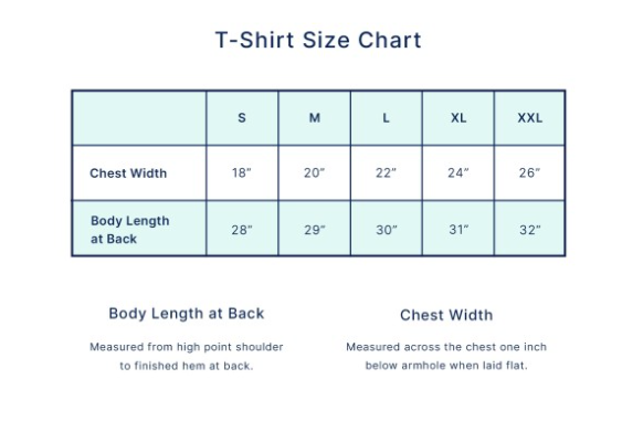 T-shirt size chart